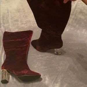 Velvet Knee High Boots